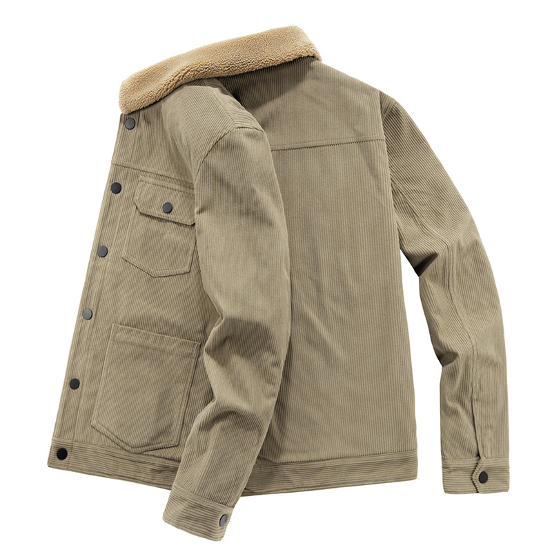 2021 otoño e invierno en el extranjero nuevo abrigo de pana acolchado de algodón forrado de vellón engrosado abrigo multi-Bolsillo suelto más tamaño cálido Abrigo acolchado de algodón