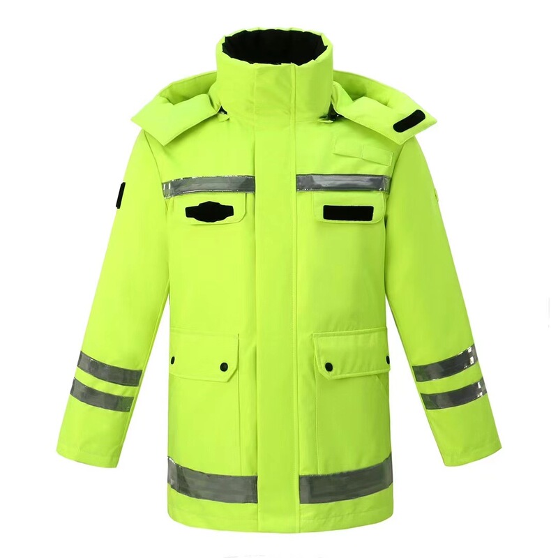 Traffic Road High-Speed Fluorescent Reflective Raincoat down Liner Cycling Waterproof Thickeneded Cotton Jacket Adult Jacket Raincoat