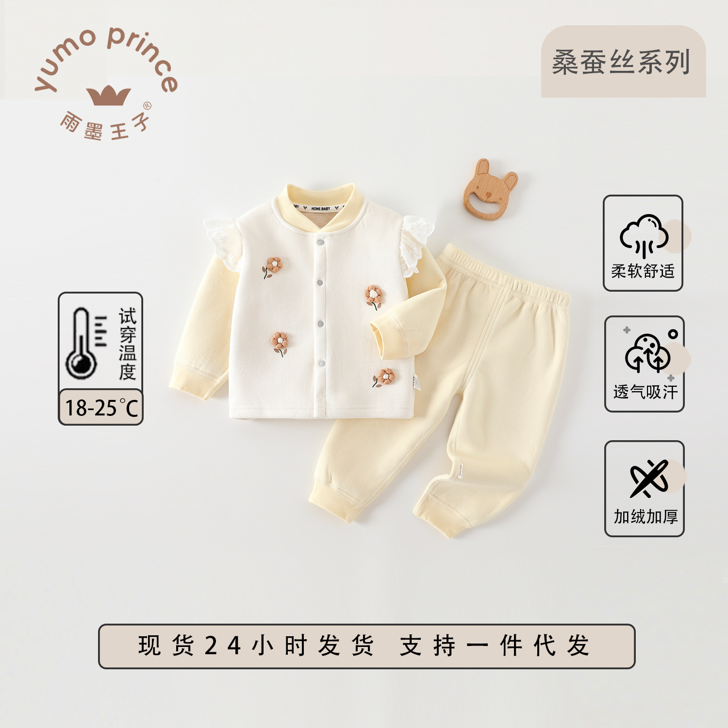 女童衣服保暖加厚宝宝分体套装0~3岁女孩外出衣服儿童套装秋冬季