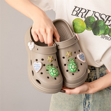 卡通可爱网红乌龟洞洞鞋女士拖鞋夏季包头鞋带跟外穿女生沙滩鞋
