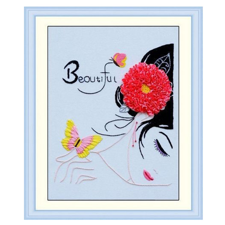 Bordado a mano DIY cinta bordado colgante pintura principiante bordado punto de cruz sala de estar pintura decorativa Lu bordado niños pequeña pintura colgante
