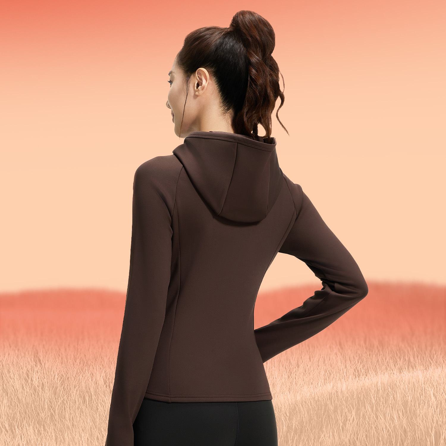 Juyitang otoño e invierno más chaqueta de yoga de terciopelo cintura delgada deportes mujeres ocio todo-fósforo fitness yoga chaqueta con capucha