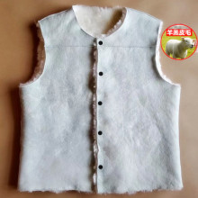 绵羊皮真皮真毛马甲羊皮羊毛背心羊剪绒皮毛一体内胆圆领坎肩保暖