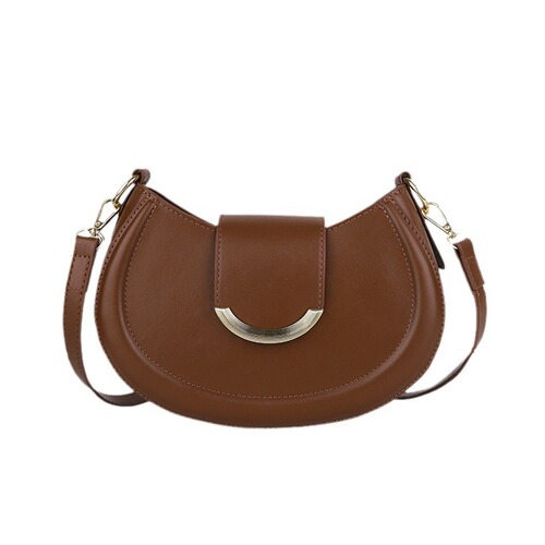 Vintage Bag Women's 2024 New Arrival Trendy Fashion Texture Shoulder Underarm Bag Solid Color High-End Style Crossbody Saddle Bag