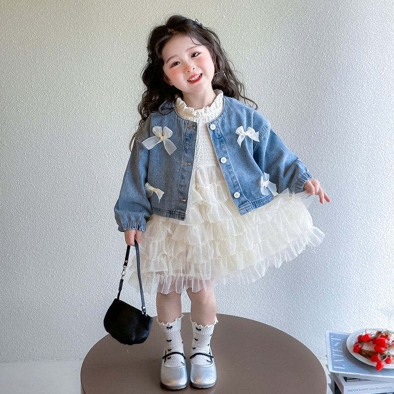 Girls spring Denim dress suit 2025 new children's fashion princess two-piece baby girl clothes tide