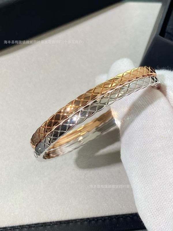 小香风coco菱格纹镶钻手镯精工CNC镀18k玫瑰金轻奢小众高级感手环|undefined
