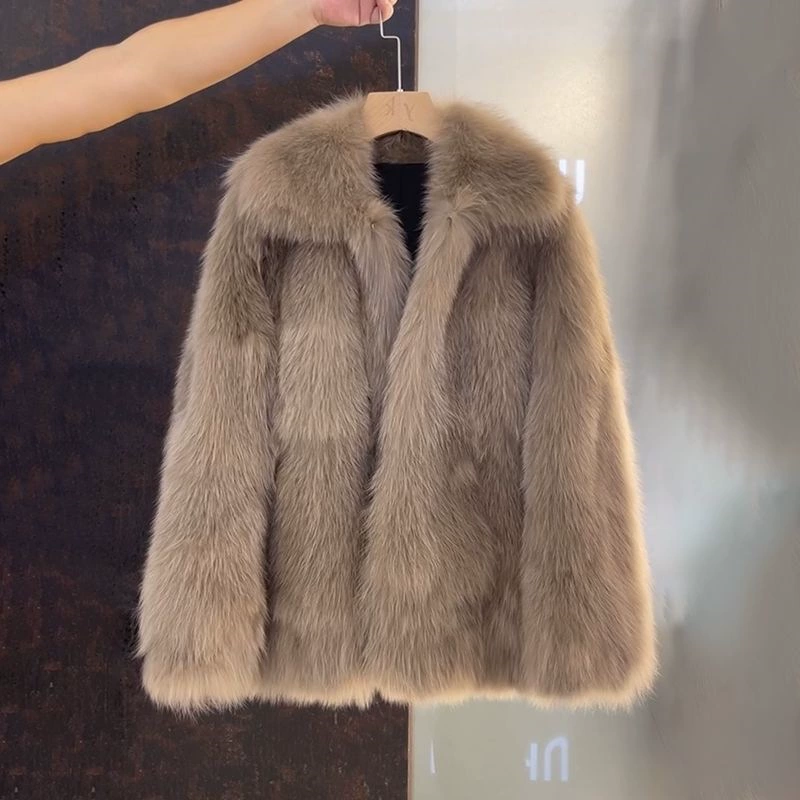 狐狸香风毛皮皮草外套中长款2023秋冬毛毛加厚新款冬季海宁大衣