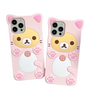 Three-dimensional Cartoon Plum Blossom Bear for iPhone16/14/15ProMax Phone Case Cat's Claw Footprint Bear Silicone Case