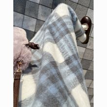 套装女秋冬新款温柔风蓝白格毛呢背带连衣裙内搭长袖打底上衣