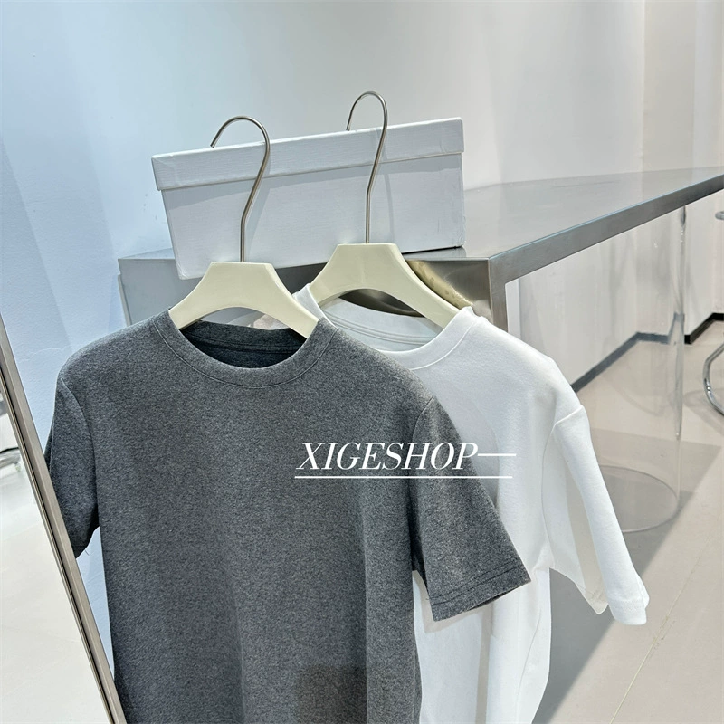 Brushed Solid Color Short-Sleeve T-Shirt for Women, Spring and Autumn, White Round Neck Base Shirt, Slimming, Versatile, Casual, Regular Shoulder Top Brushed Solid Color Short-Sleeve T-Shirt for Women, Spring and Autumn, White Round Neck Base Shirt, Slimming, Versatile, Casual, Regular Shoulder Top