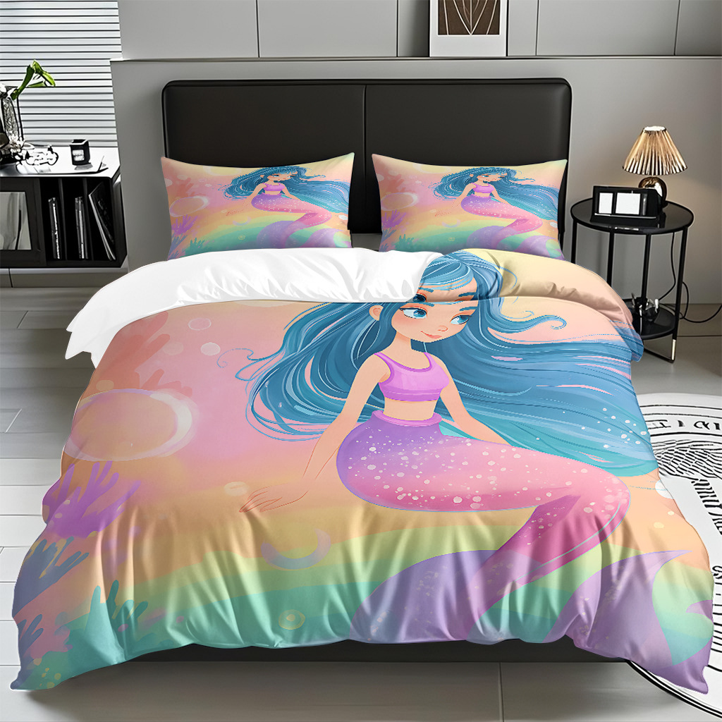 TEMU / JIT transfronterizo dibujos animados sirena digital impresión quilt kit fuente fábrica directa