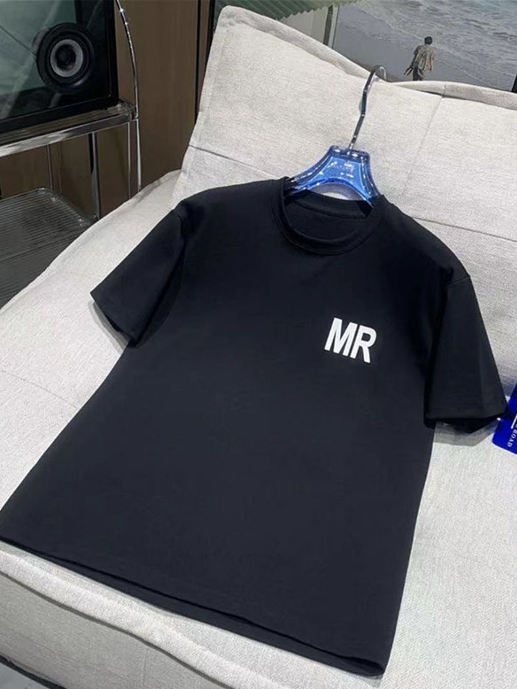 T-shirt à manches courtes en pur coton pour hommes, coupe cintrée, col rond, avec filet, nouvelle collection printemps/été_voghion.com