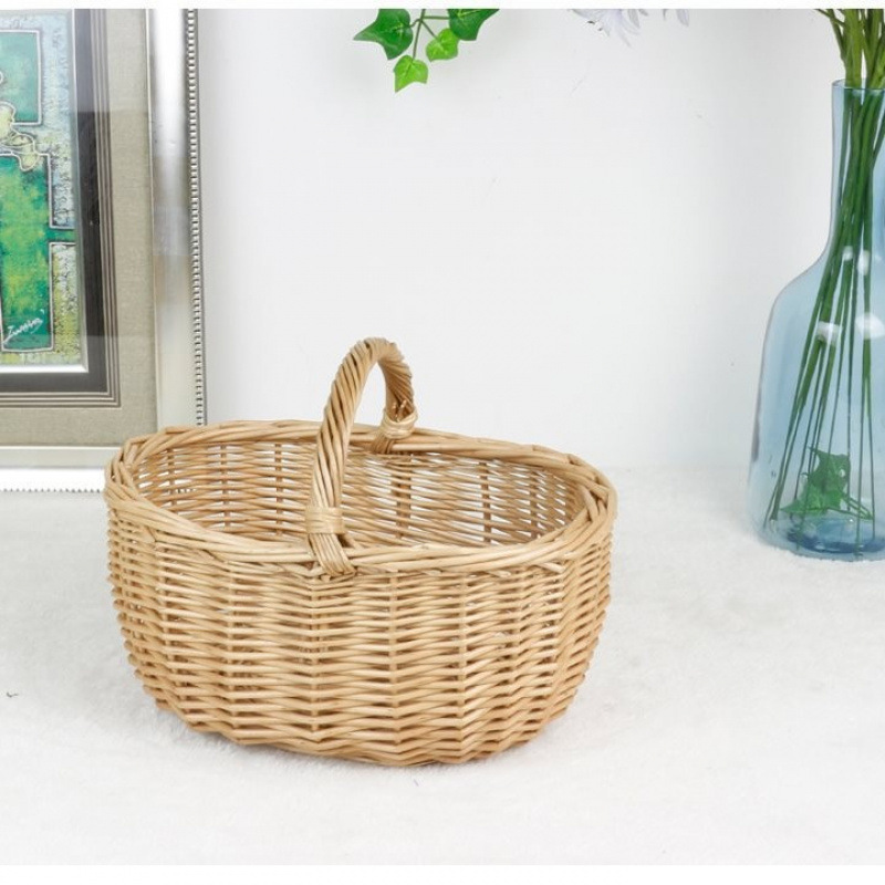 Cestas de bambú de vid de trenzado cestas de picnic cestas de almacenamiento cestas de frutas de trenzado cestas pastorales con cubierta de mesa