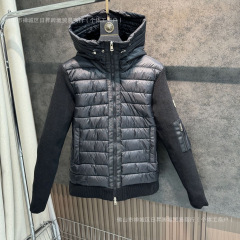 欧洲站新款M家针织拼接连帽羽绒服 男女同款修身百搭休闲保暖外套