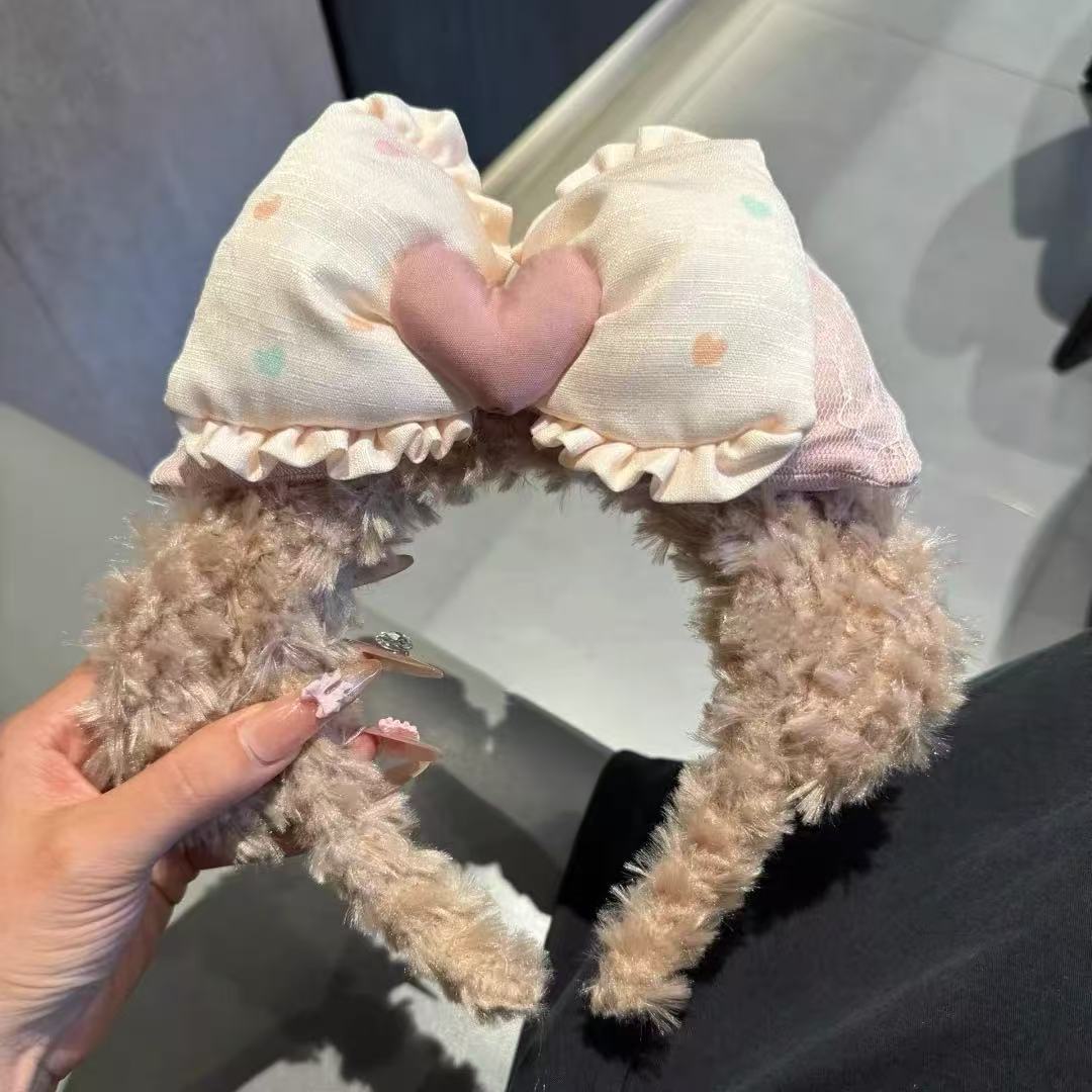 Nuevo hermoso amor tridimensional oso cabello red de peluche rojo dibujos animados orejas lavar la cara cabello red adornamiento para el cabello rojo al por mayor