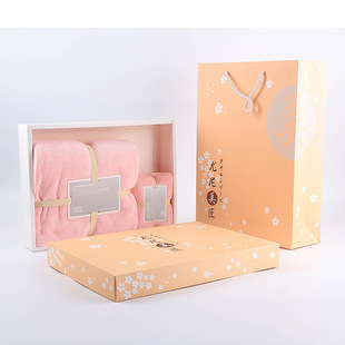 Factory spot coral fleece towel bath towel gift box set Enterprise business gifts custom l towel gift box