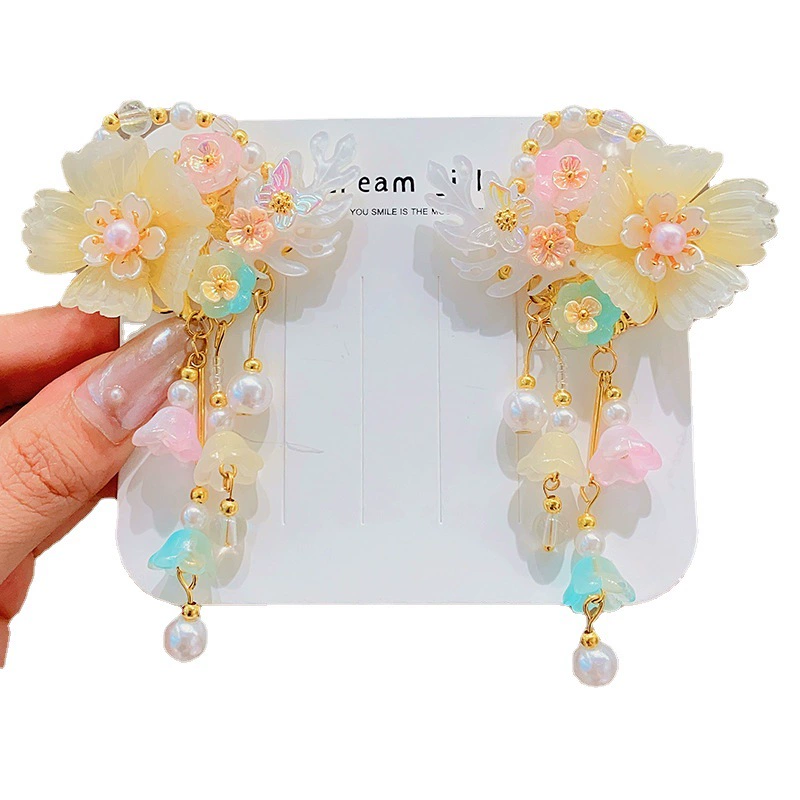 Hanfu, children's hair accessory, hairpins with tassels, hairgrip for princess, Chinese style