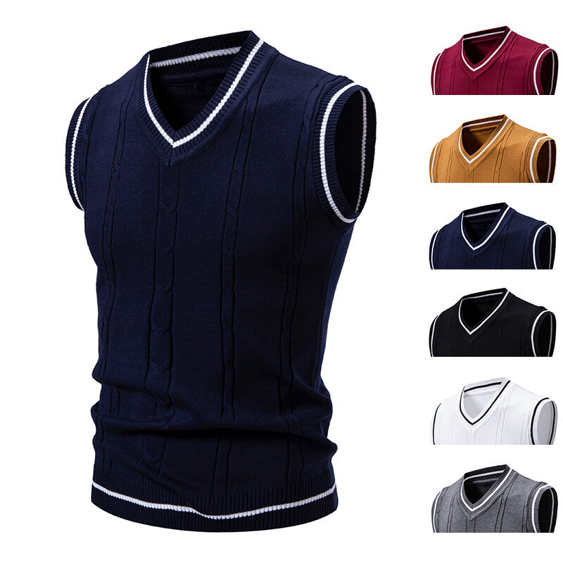 Spring Thin V-Neck Vest Knitted Vest Bottoming Shirt for Men and Women Fashionable Couple Outer Peach Heart Collar Sweater for Men
