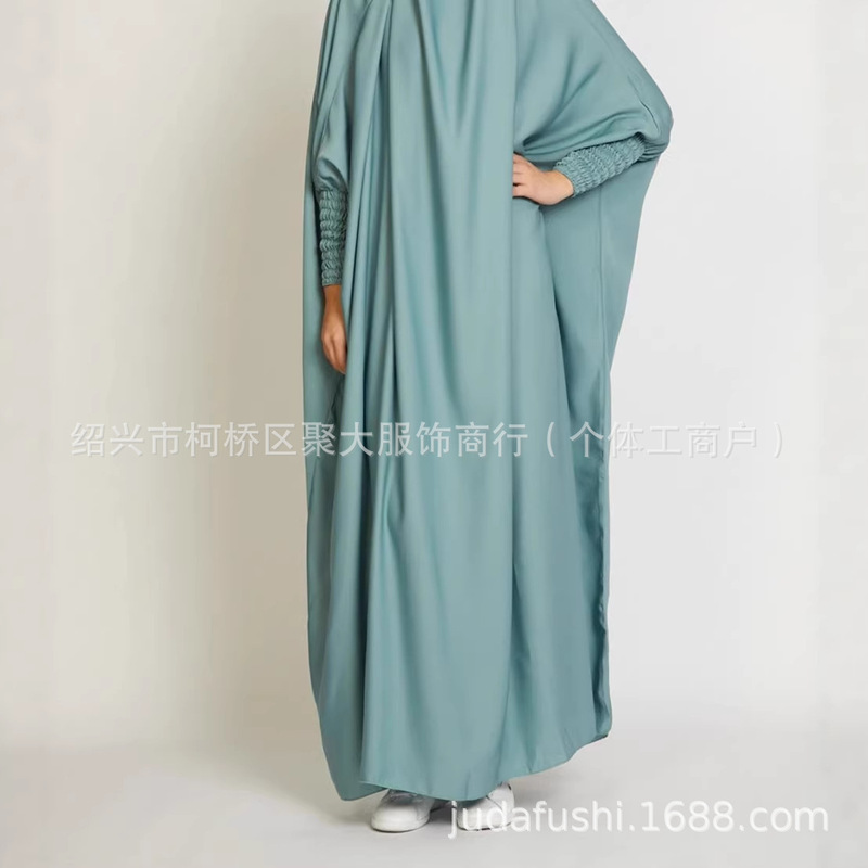 New Cross-Border Loose-Fitting Long Dress, Amazon Solid Color Dress, Simple Malay-Style Clothing, Multiple Colors Available, in Stock