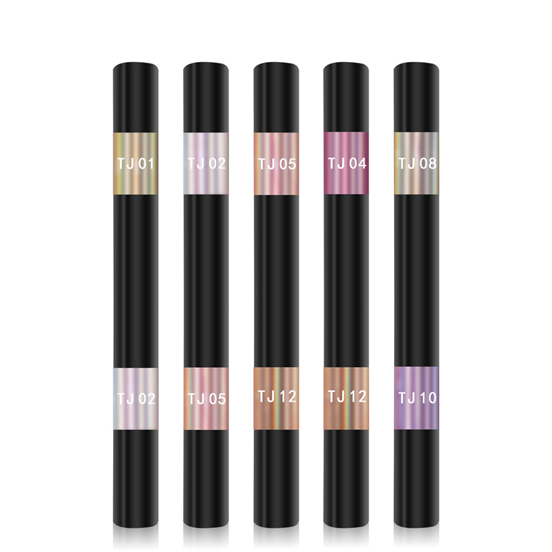 Cross-border nueva manicura de doble cabeza cojín de aire pluma mágica serie de titanio de 12 colores espejo mágico polvo cojín de aire pluma sólida tiza