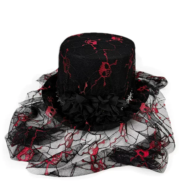 Performance Black Lincoln Mesh Skull Hat Halloween Ceremonial Hat Magician Lincoln Hat Stage Performance Hat