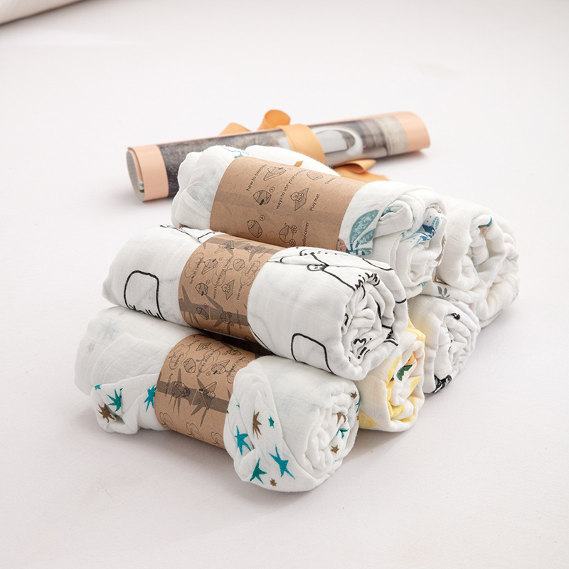 Custom Muslin Bamboo Cotton Cover Blanket Gauze Baby Cotton Hug Quilt Baby Newborn Swaddling Towel Bath Towel