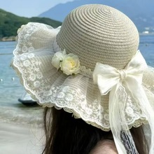 沙滩草帽帽子夏天海边夏季帽檐防晒遮阳遮阳帽度假裙子海边旅游帽