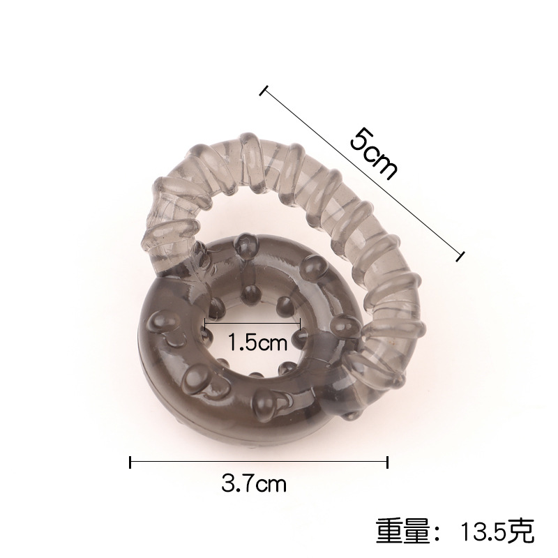 TPE Locking Penis Ring with Double Lock and Textured Spikes for Delay — detail image 1