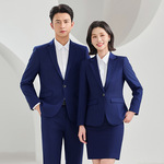 高级感蓝色西装套装男女同款4s店销售职业装西服银行商务工作服