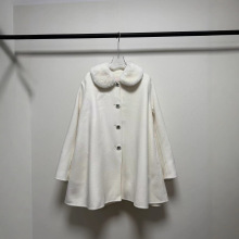 2025秋季新款女装白色毛呢外套女长款宽松大衣外套