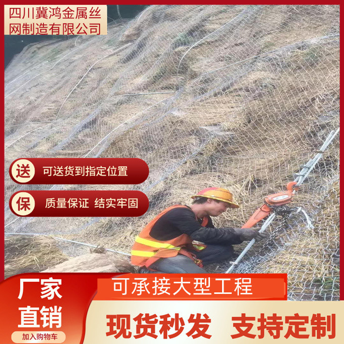 山区加固边坡防护绿化 喷播挂网-主动+被动防护网 防落石