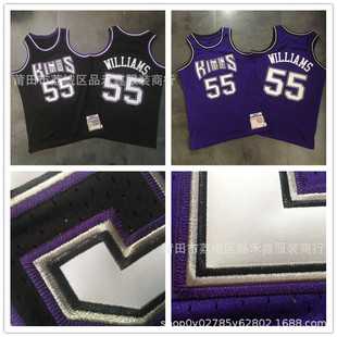 Kings Dense Embroidered Basketball Suit Retro Jersey 4#Webber 55#Williams