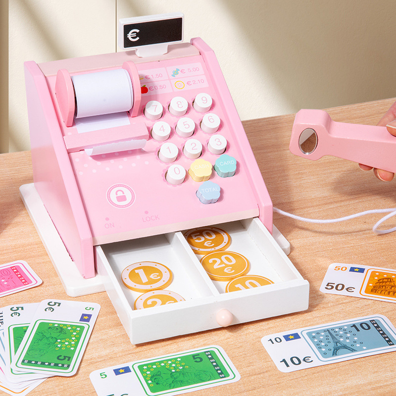 Niños jugar casa juguete niña niño supermercado caja registradora escritorio simulación moneda máquina expendedora carro de la compra
