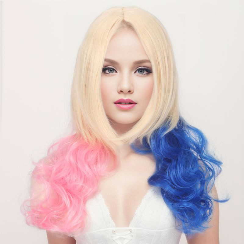 Movie Squad Harleen Quinzel Harley Quinn Style Gradient Cosplay Wig Movie Squad Harleen Quinzel Harley Quinn Style Gradient Cosplay Wig