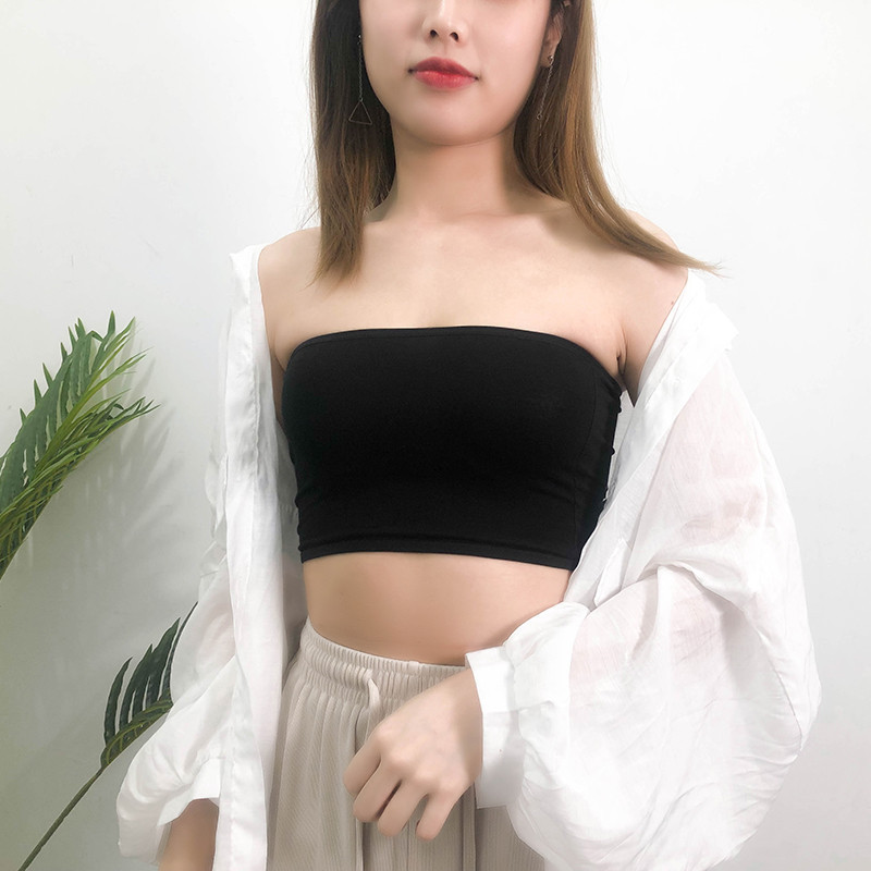 Micro-elastic seamless tube top summer inner wear anti-exposure chest covering women's underwear one-piece strapless elastic bra