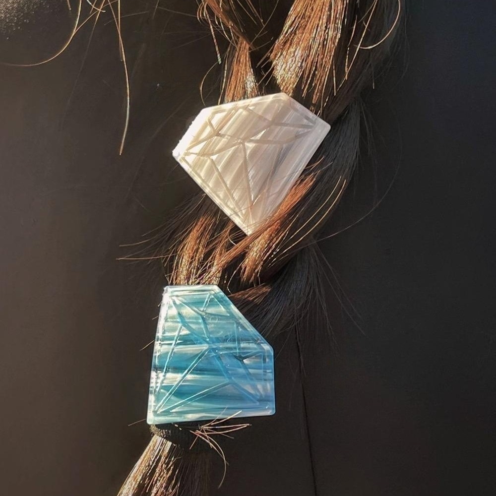 Blue acetate Diamond Star side clip niche personality headdress hairpin sweet cute spring clip word clip temperament