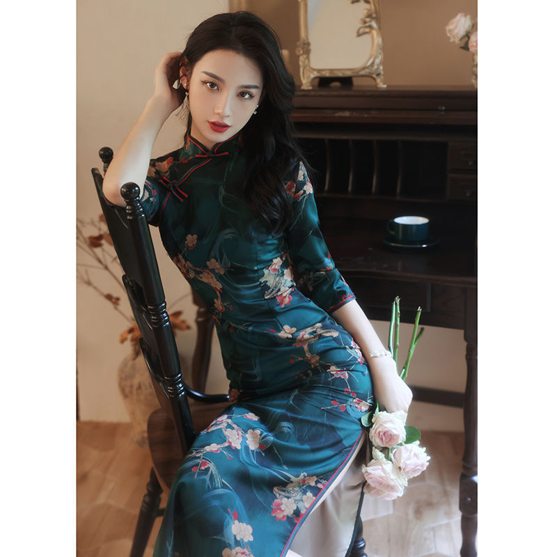 2025秋季年轻款旗袍女装中国风端庄优雅改良版旗袍连衣裙老上海女|undefined