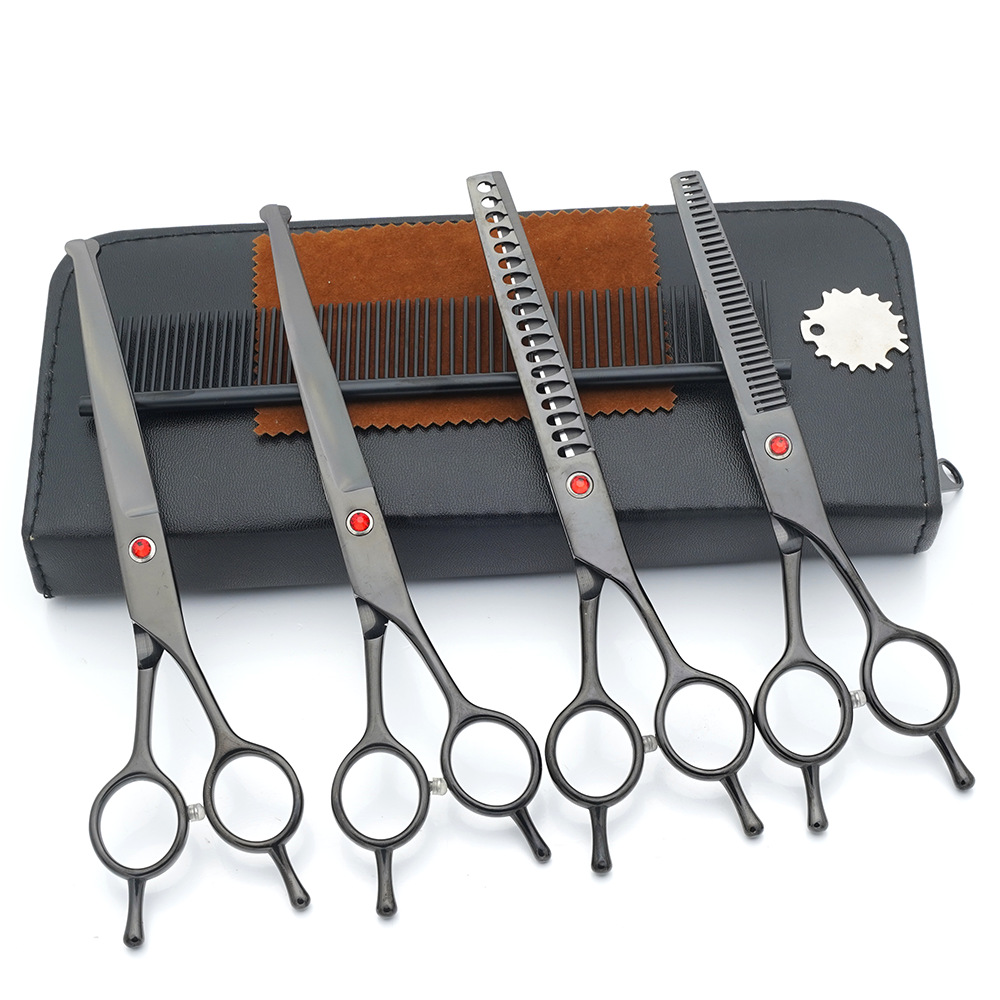 Ventas directas de fábrica para mascotas de acero inoxidable de 7 pulgadas tijeras de aseo para mascotas tijeras de corte de pelo para perros tijeras finas de espina de pescado