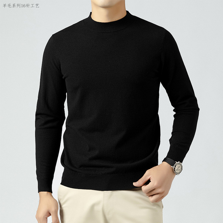 Cuello de media altura nuevo hombre de color sólido 16 agujas artesanía primavera y otoño tendencia de moda suéter de punto suave glutinoso