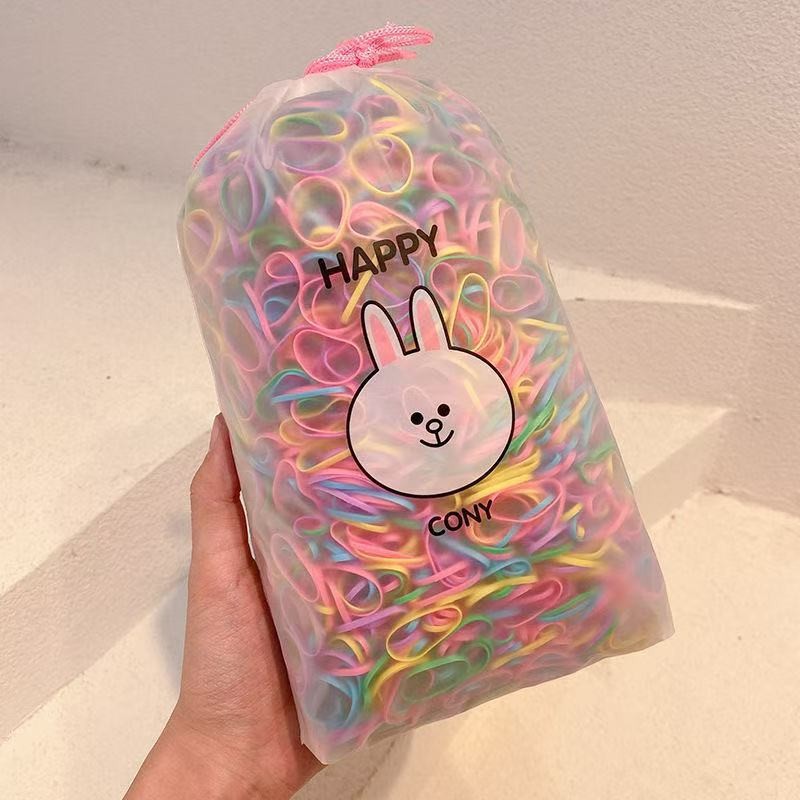 Cuerdas de cabeza de color mujeres negras coreanas niños lindos espesar banda de goma desechable toque de cabello red de pelo anillo