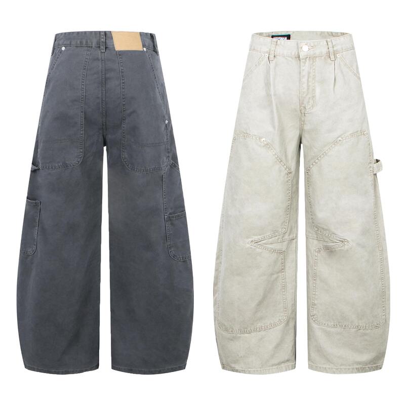 In-Stock Shipment 2025 Vintage Gray-Toned Workwear Wide-Leg Pants with Large Pocket Design, Loose-Fitting Jogger Casual Pants In-Stock Shipment 2025 Vintage Gray-Toned Workwear Wide-Leg Pants with Large Pocket Design, Loose-Fitting Jogger Casual Pants