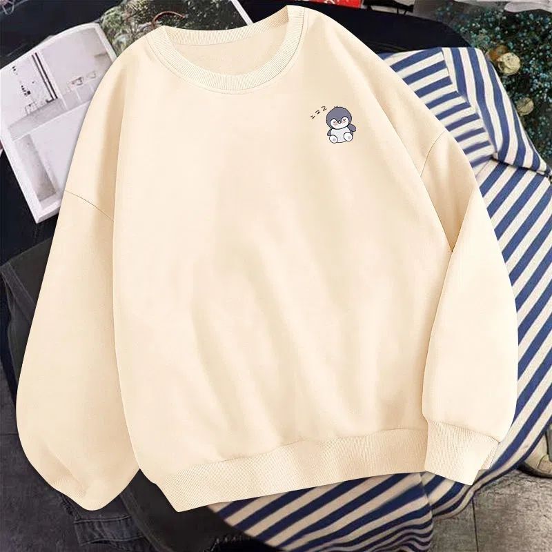 New Version of Round Neck Cotton Student [-Kg] Sweatshirt Women's Loose Women's Thin Large Size Korean Autumn and Winter
