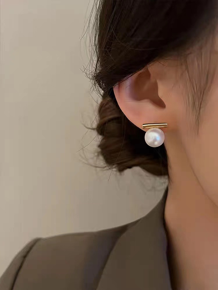 Geometric Pattern 1 Pair Simple Style Commute Geometric Imitation Pearl Alloy Earrings
