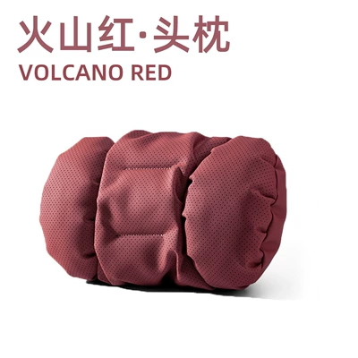 Headrest Leather Bubble Cotton Car Pillow - perforated-bubble-design-volcano-red-headrest-one-piece