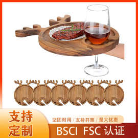 木制托盘创意鹿角熟食牛排托盘 相思木酒杯托盘可印LOGO