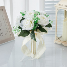 西式新娘婚礼手捧花欧美仿真玫瑰高级感假花森系手持花束结婚捧花