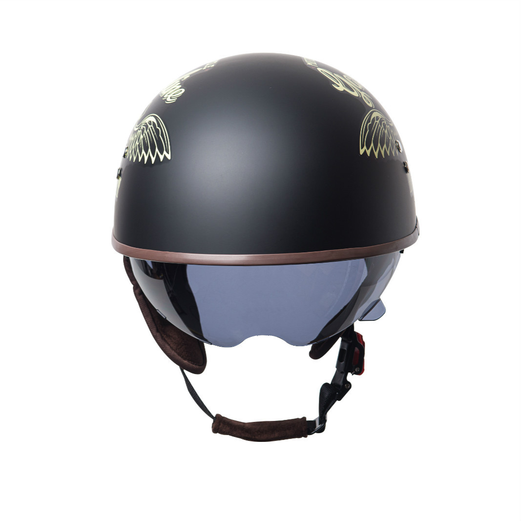3C Certified Retro Motorcycle Half Helmet with Visor