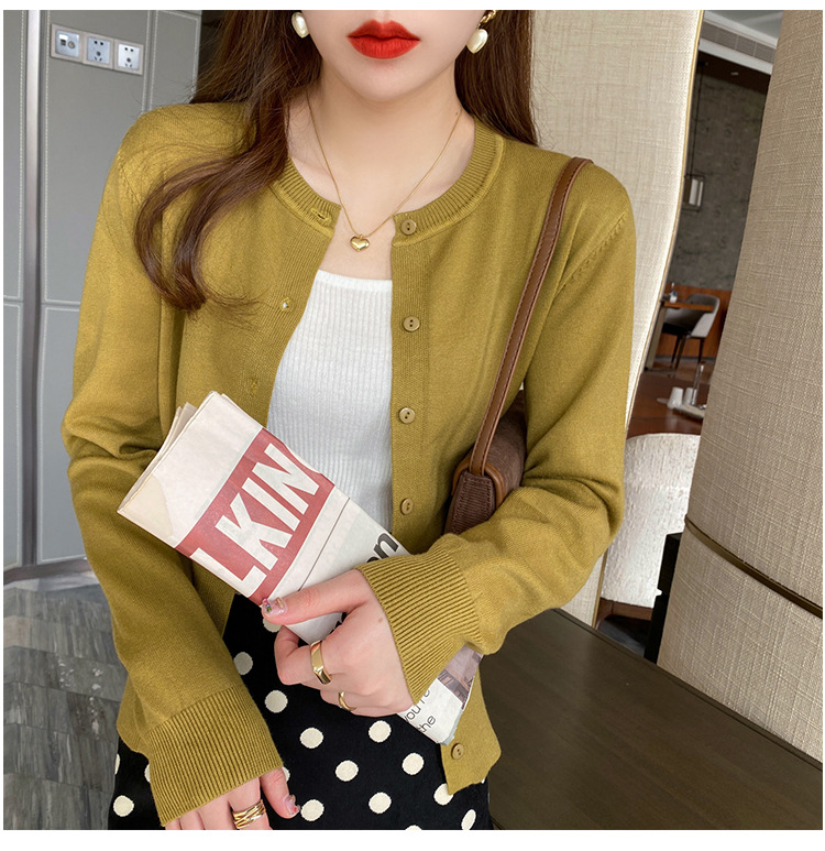 商品详情图_针织开衫外套女早秋上衣2022年新款春秋长袖黑色