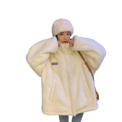 Lamb Wool Women's Fall/Winter Matchable Cotton Coat  Student New Ins Hong Kong Style Quilted Jacket Plus Warmth One Piece Dropshipping Foreign Trade