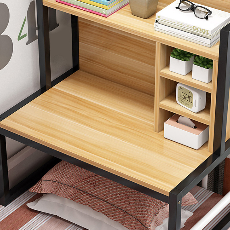 Cama portátil Mesa dormitorio cama superior de almacenamiento en rack Almacenamiento y acabado escritorio estantería integrada